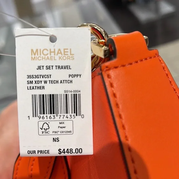 MICHAEL KORS JET SET TRAVEL SMALL SHOULDER CROSSBODY BAG WITH TECH ATTCH AIRPOD - Picture 5 of 16